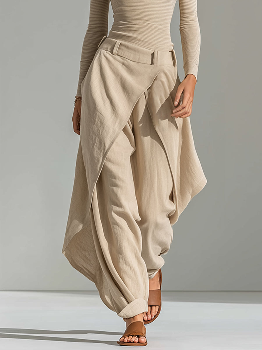 Conjunto de top con cuello barco y pantalón ancho