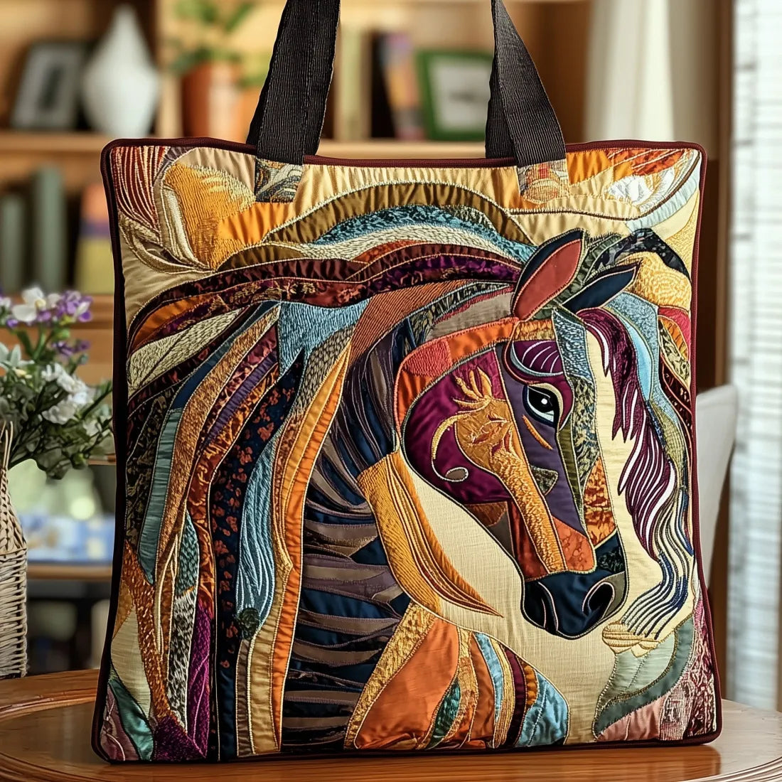 Bolso acolchado con caballo mosaico multicolor