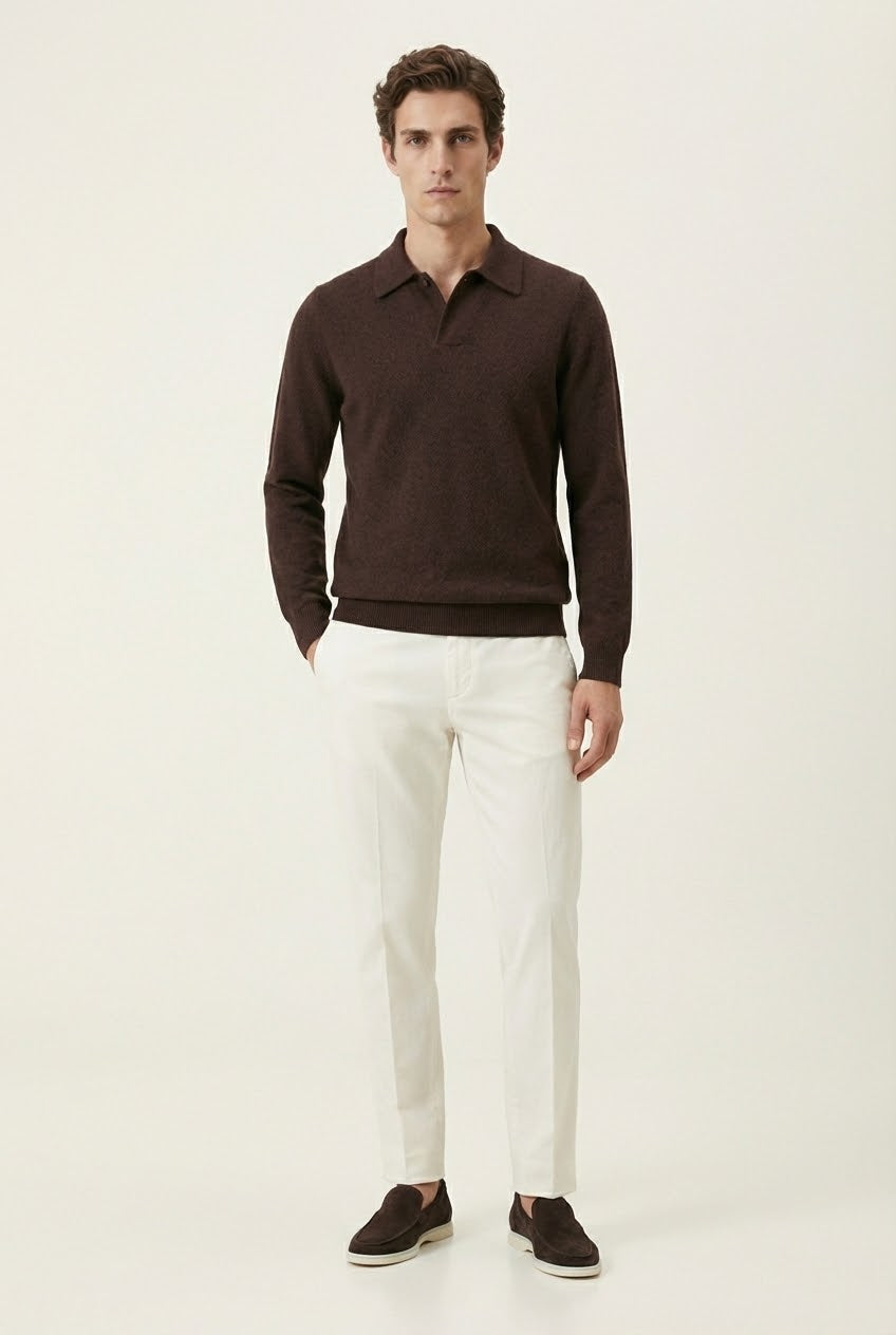 Ario City Polo Maroon | Long-Sleeve Knit Polo