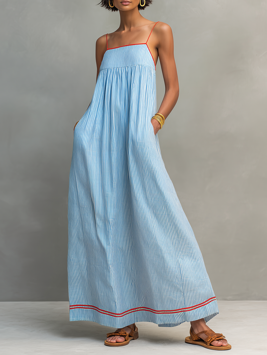 Vestido largo fluido con tirantes