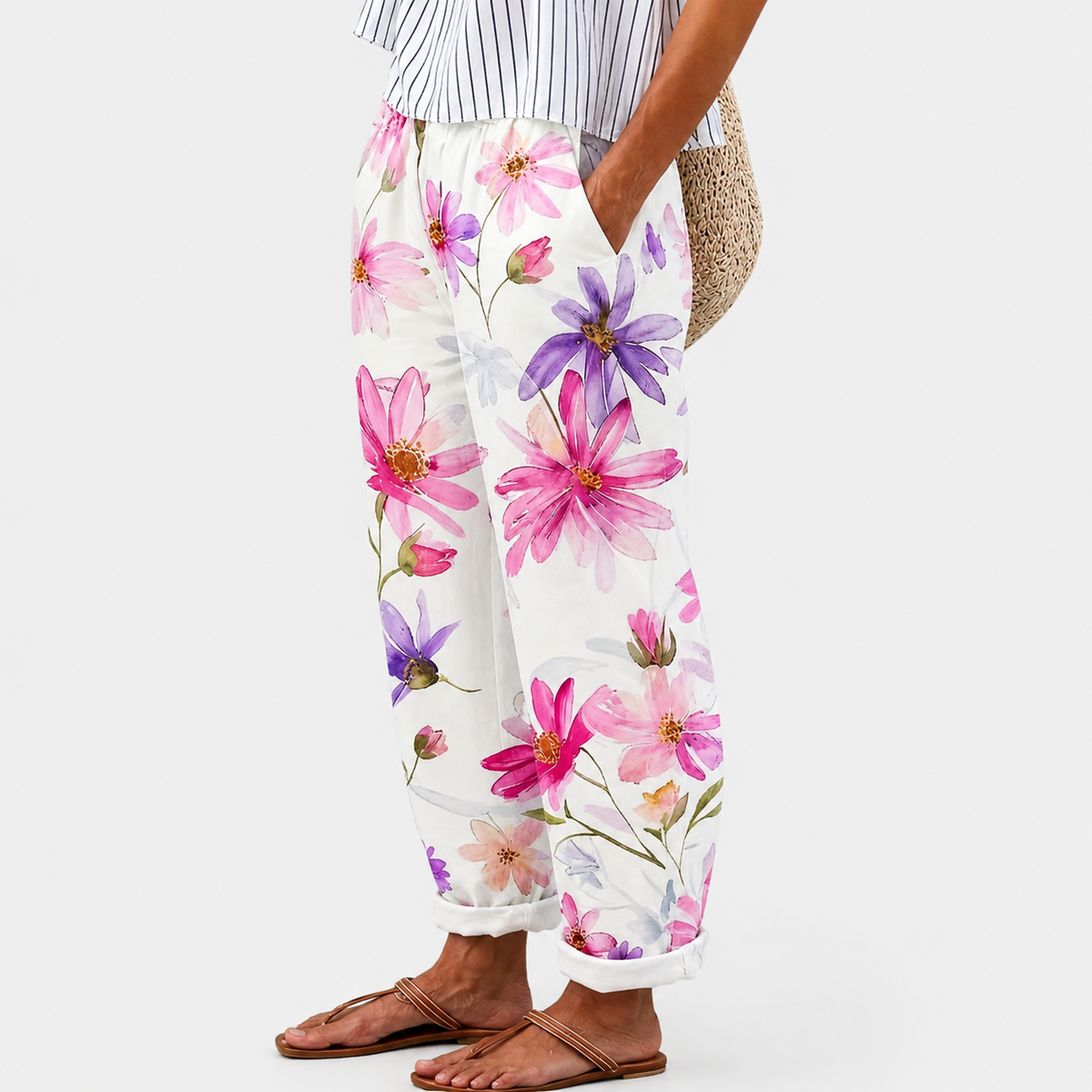 Pantalón con estampado de jardín