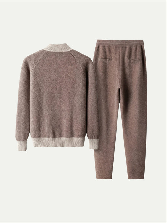 Nero Signature Set Beige | Two-Piece Knit Tracksuit