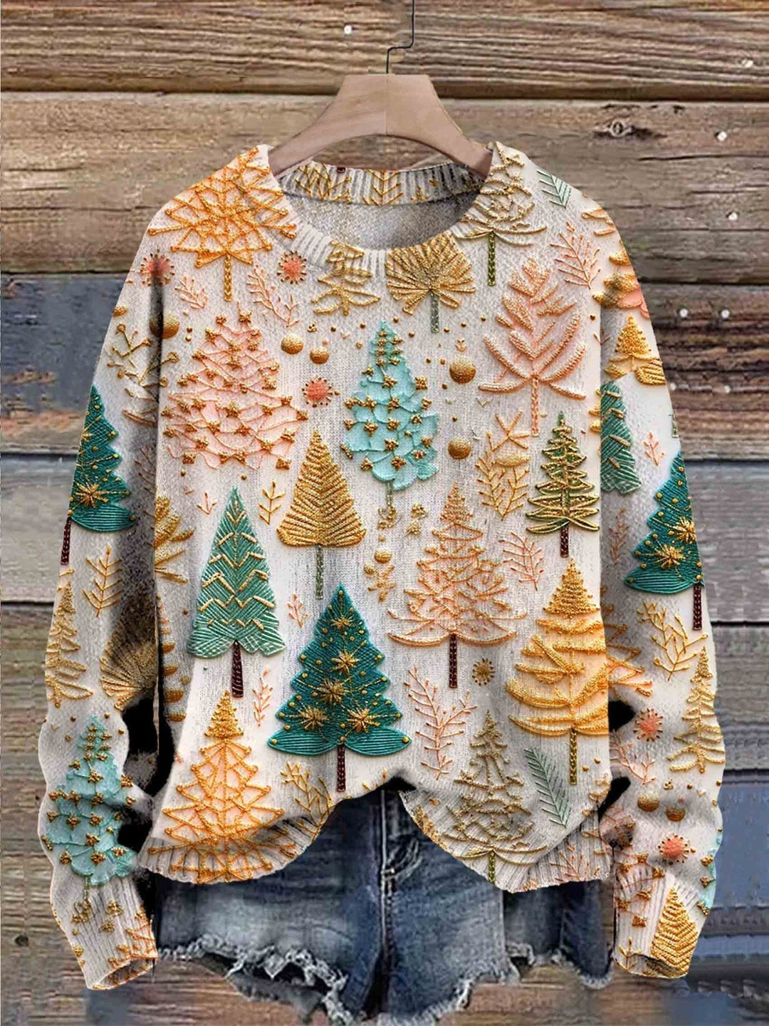 Jersey con árboles navideños