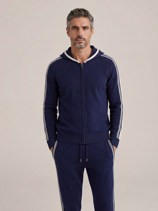 Sion Signature Set Navy | Two-Piece Knit Tracksuit