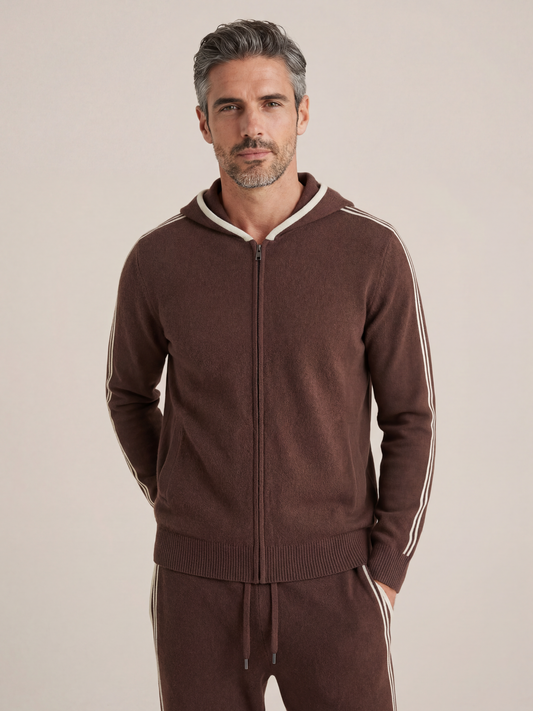 Sion Signature Set Brown | Hooded Knit Tracksuit