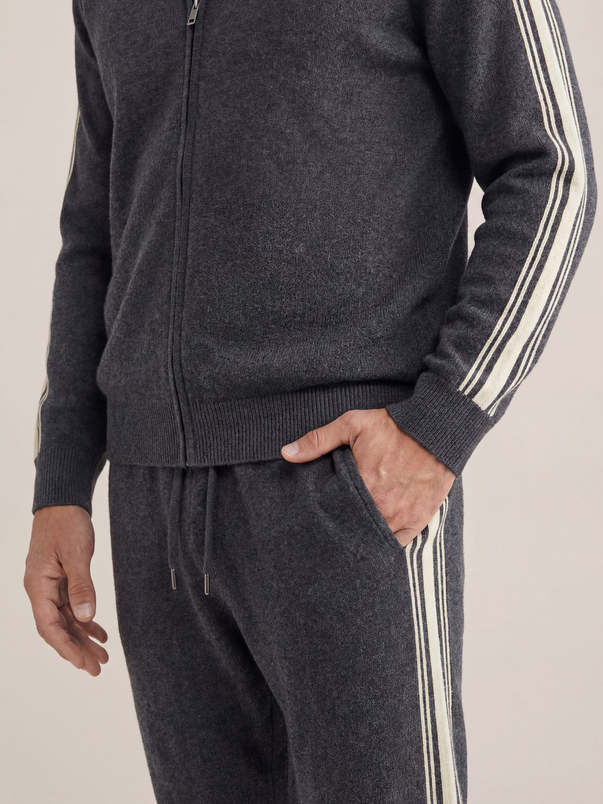 Sion Signature Set Dark Grey | Hooded Knit Tracksuit