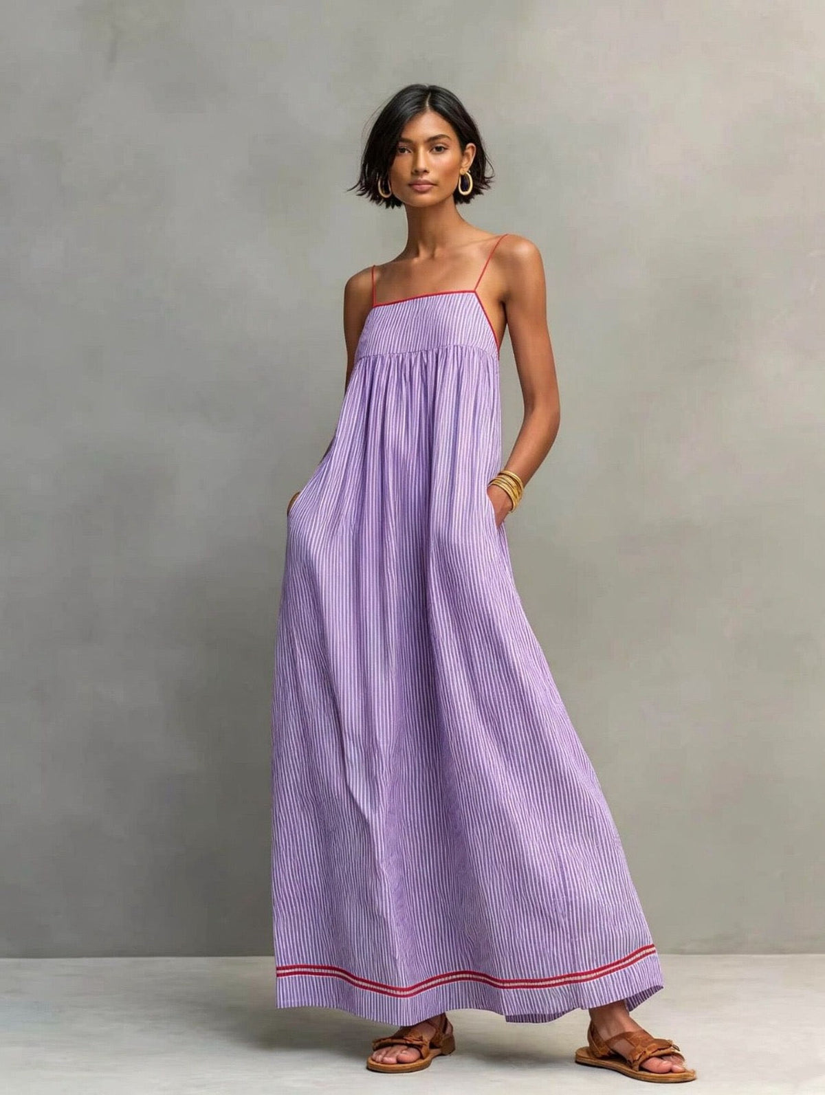 Vestido largo fluido con tirantes