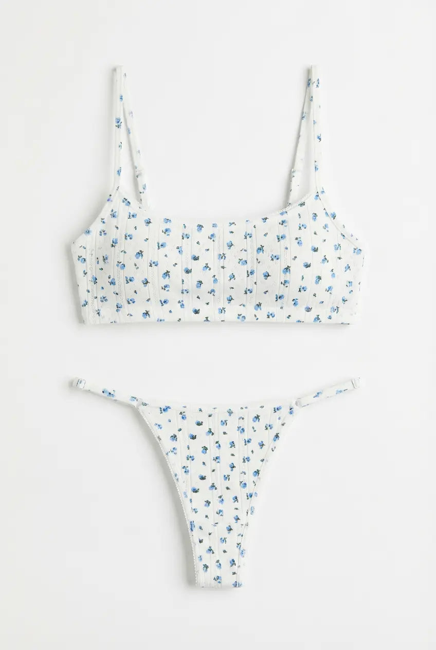 Sweet Meadow | Cotton Pointelle Set with Slim Thong