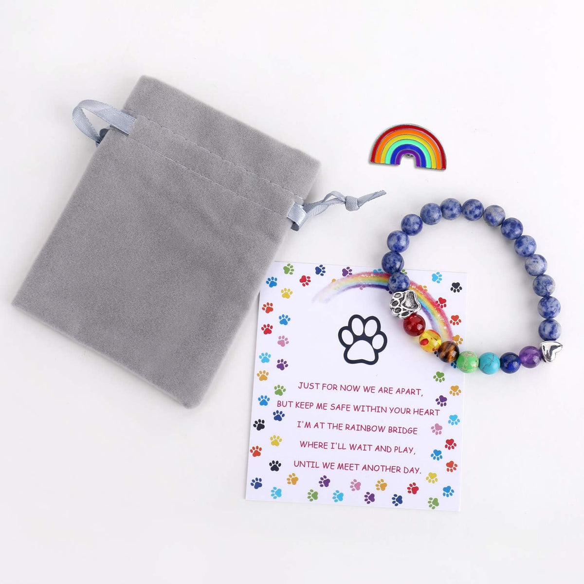 Pulsera de cuentas de chakra con amuleto de patita