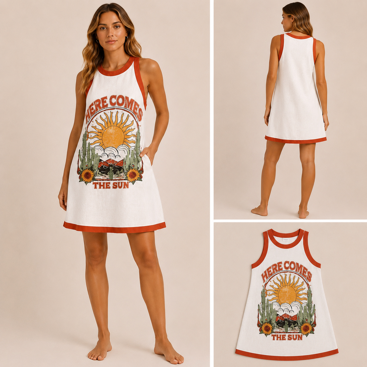 Vestido corto de lino