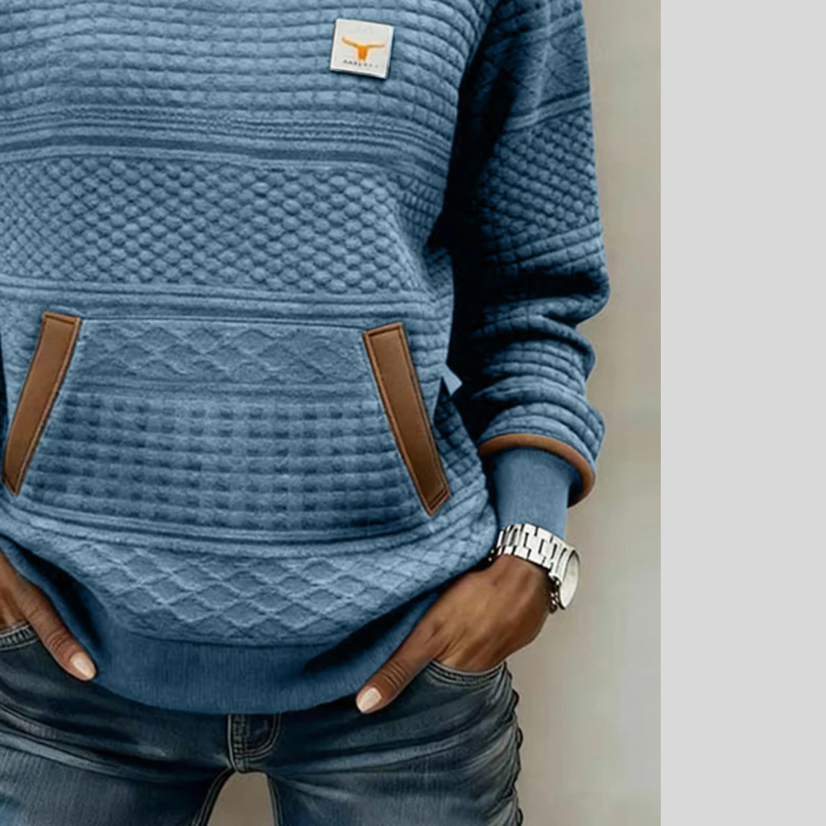 Jersey de punto con bolsillo y detalles en contraste