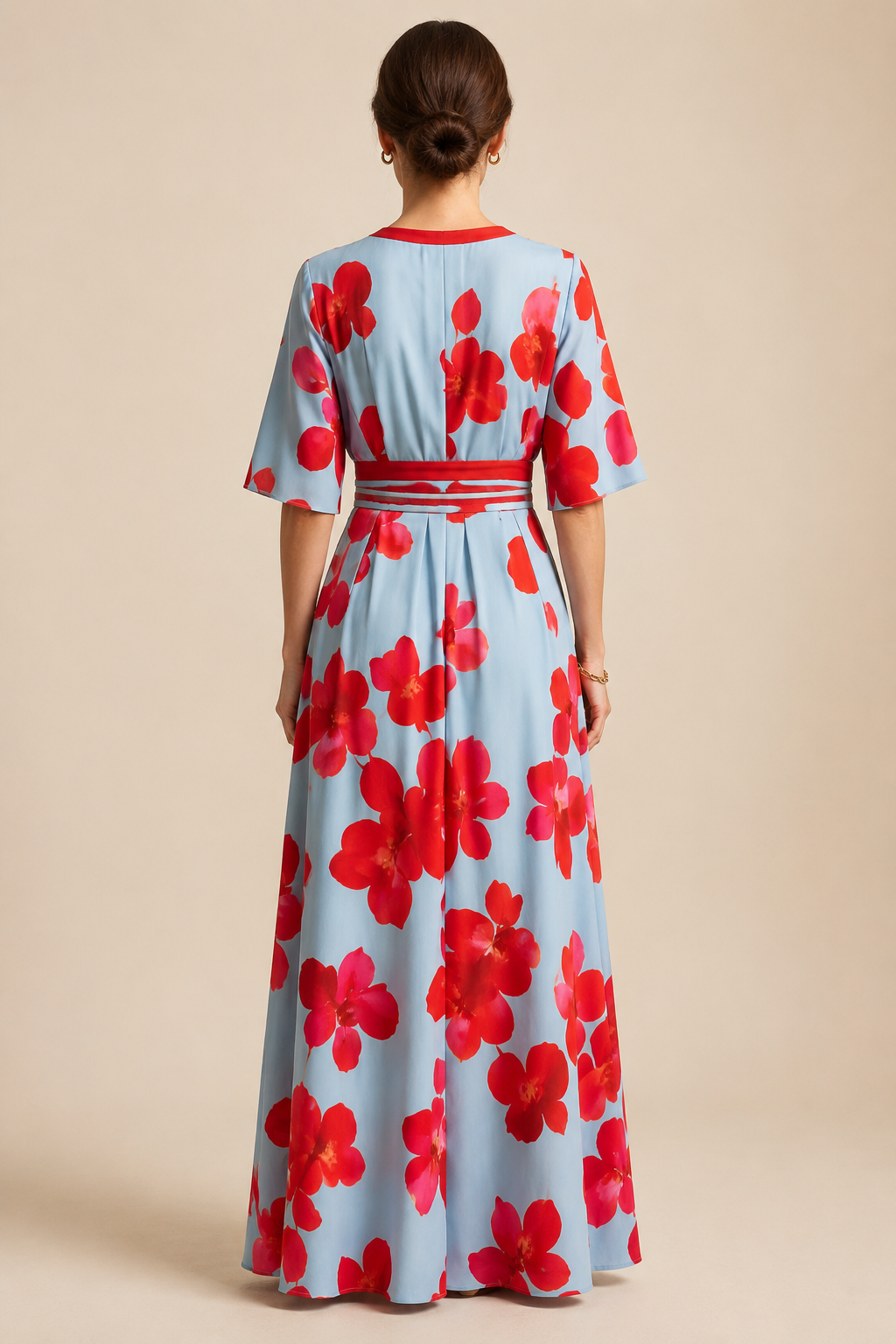 Elegante vestido largo con escote profundo