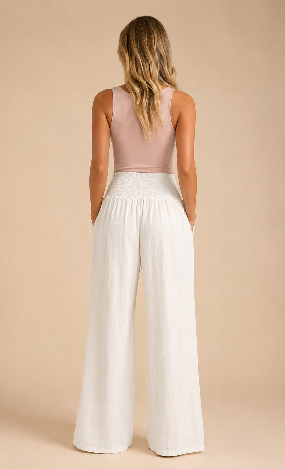 Pantalones de lino de pierna ancha
