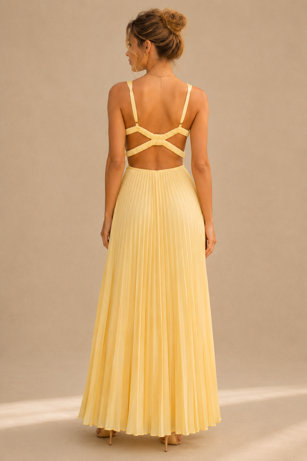 Vestido largo plisado