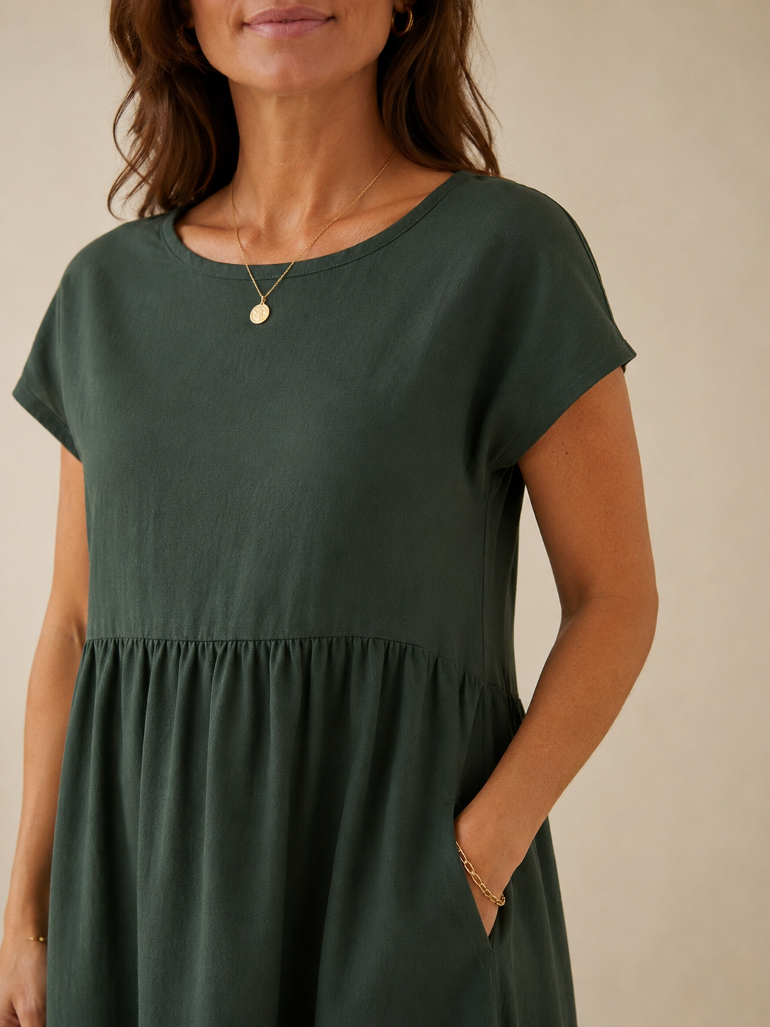 Vestido midi fluido de algodón y seda