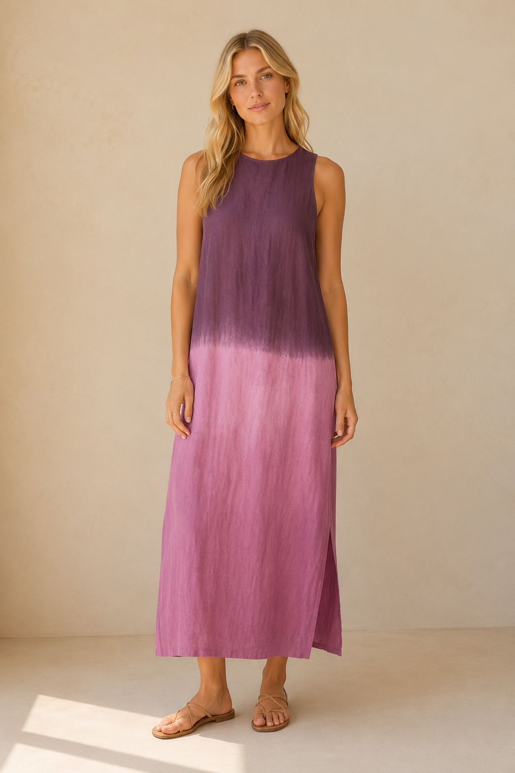 Vestido maxi fluido con elegante degradado
