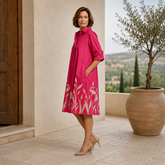 Vestido midi camisero con estampado floral