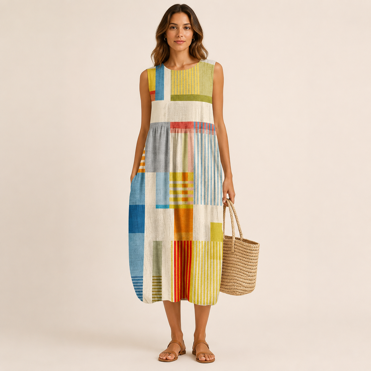 Vestido midi geométrico