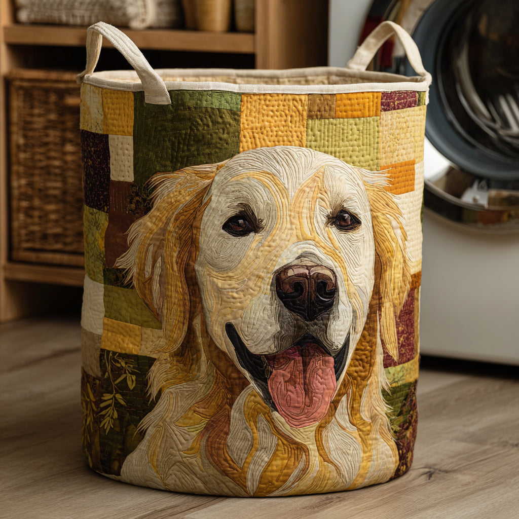 Cesto acolchado hecho a mano con Golden Retriever