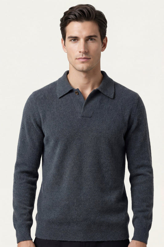 Ario City Polo Grey | Long-Sleeve Knit Polo