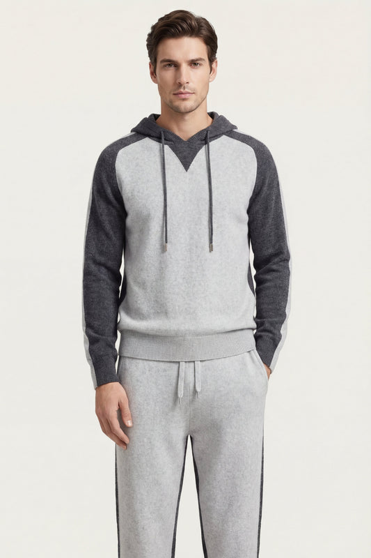 Jacquard Signature Set Grey | Hooded Knit Tracksuit
