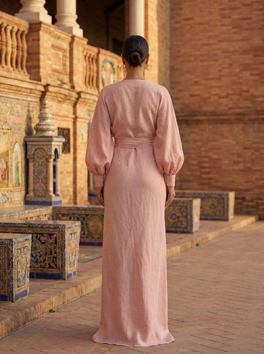 Vestido maxi de mezcla de lino