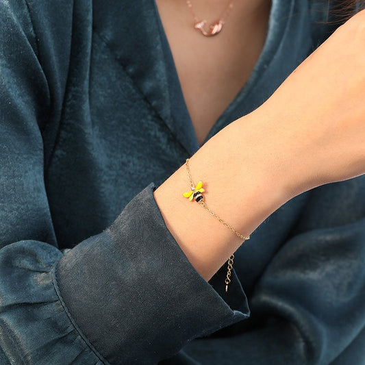 Pulsera ajustable con abeja de oro