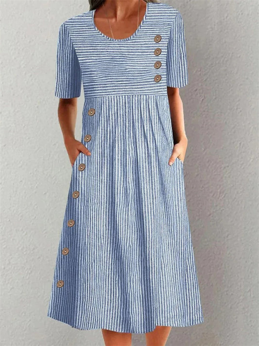 Vestido midi fluido a rayas