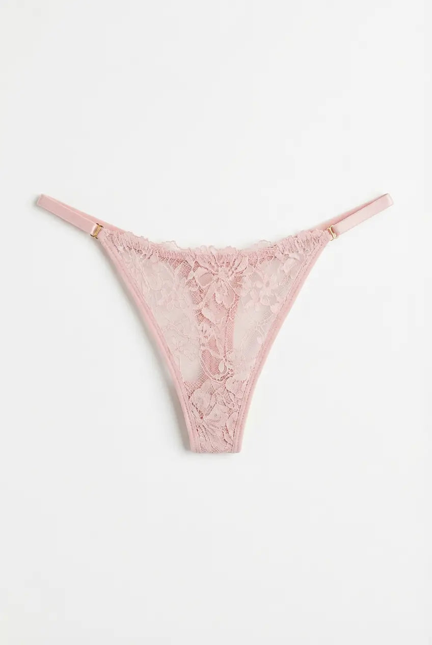 Floral Lace | High-Cut Thong in Soft Pink