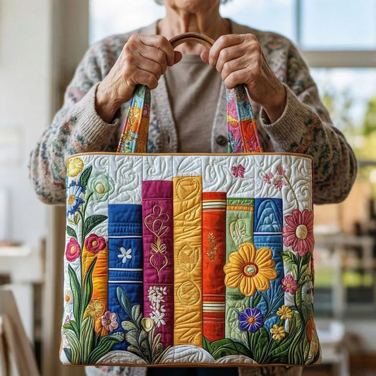 Bolso acolchado con biblioteca floral