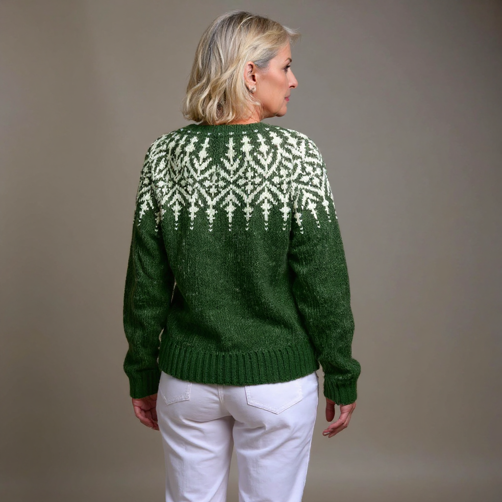 Cárdigan verde y blanco