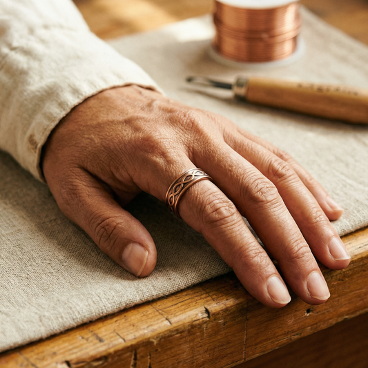 Anillo de cobre forjado con magnete