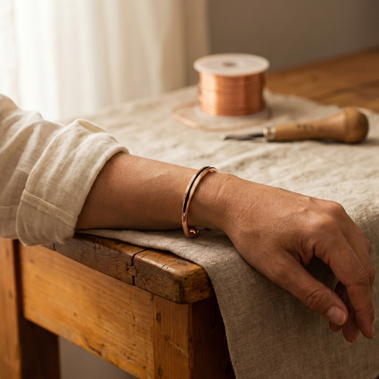 Pulsera de cobre martillado con magnete