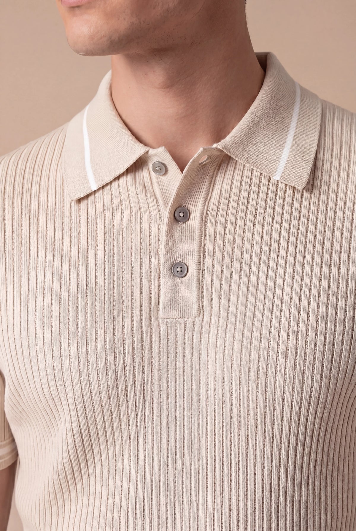 Abricot Mercurial Polo | Knit Polo with Striped Sleeves