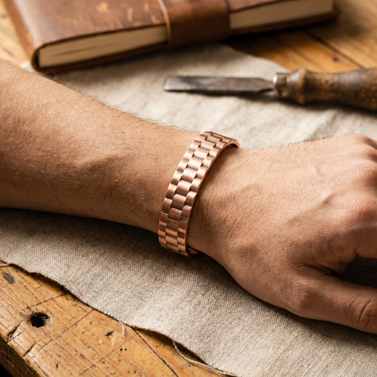 Pulsera de cobre martillado con magnete regulable