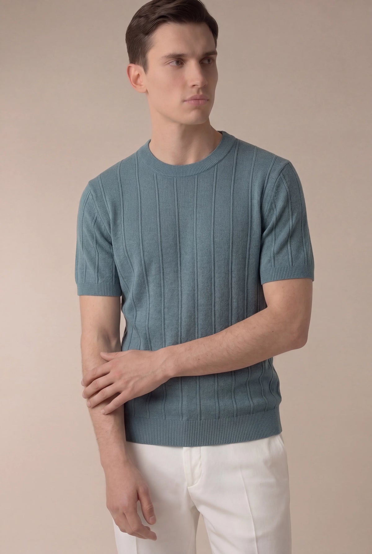 Aurelio T-Shirt Avio Blue | Elegant Essential Tee