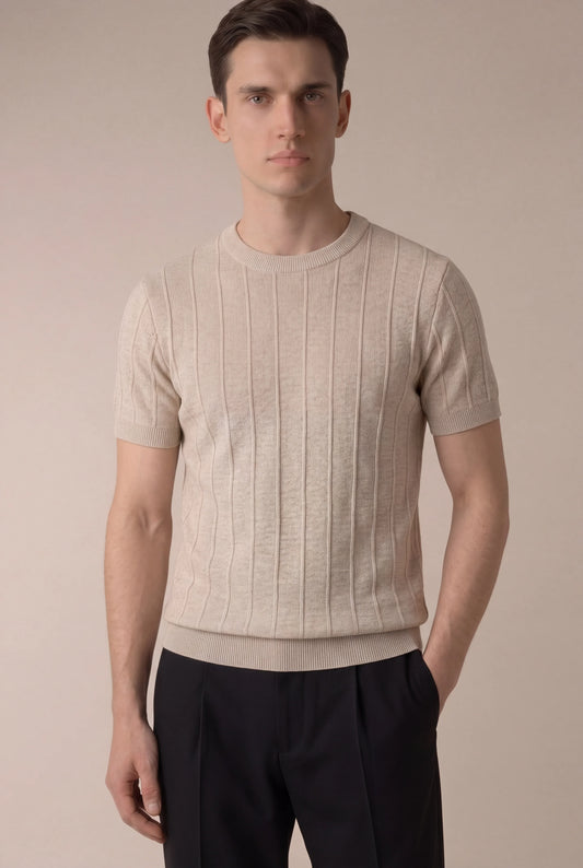 Aurelio T-Shirt Beige | Elegant Essential Tee