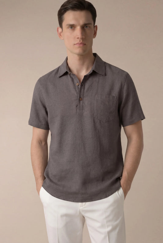 Taupe Ponza Shirt | Linen Popover Shirt