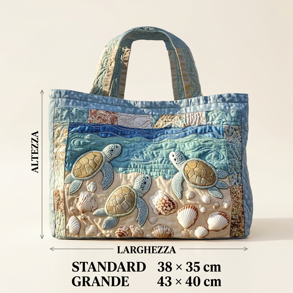 Bolso de mano acolchado con tortugas marinas