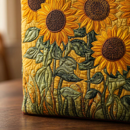 Bolso acolchado con girasoles