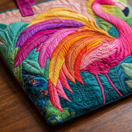 Bolso acolchado con flamenco arcoíris