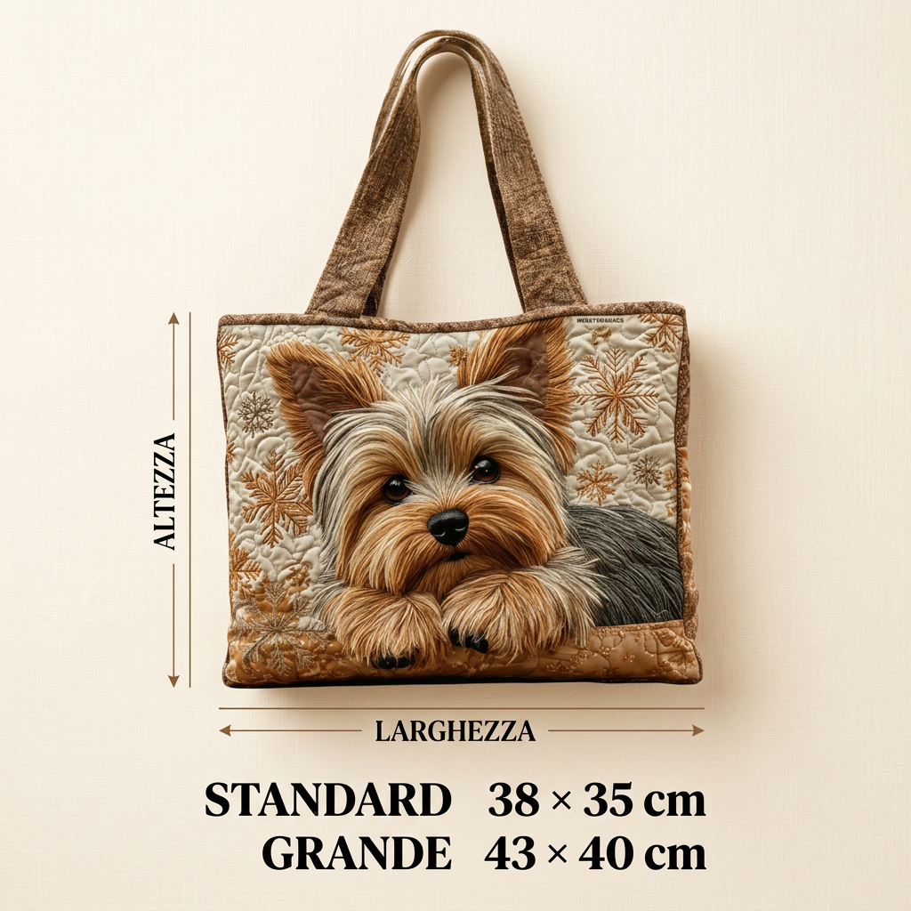 Bolso acolchado con Yorkshire Terrier y flores
