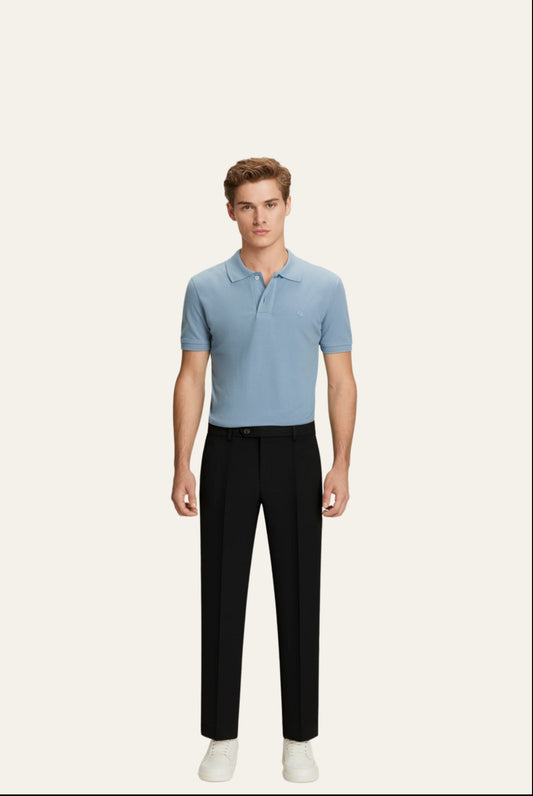 Carlo Trousers Black | Slim Straight-Leg Trousers