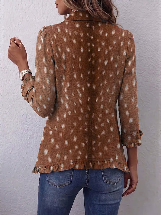Chaqueta de punto con estampado y volantes