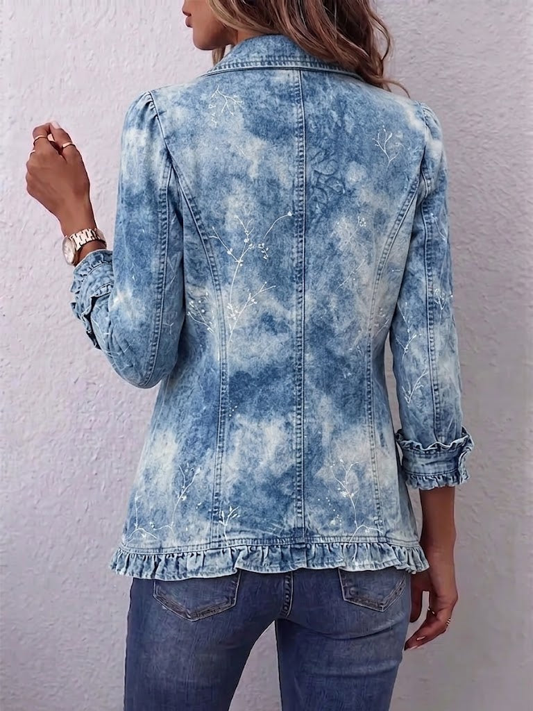 Chaqueta de denim degradado con volantes