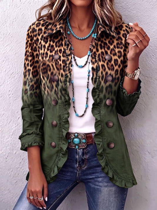 Blazer con leopardo y degradado verde