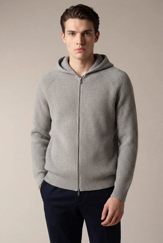 Siro Voyager Zip-Up Grey | Merino Hooded Zip-Up