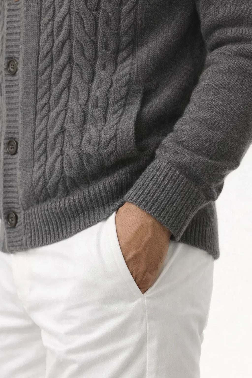 Ombre Voyager Cardigan Grey | Cashmere Shawl-Collar Cardigan