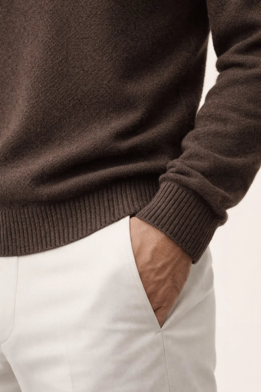 Leonard Zip-Up Brown | Collared Knit Zip-Up