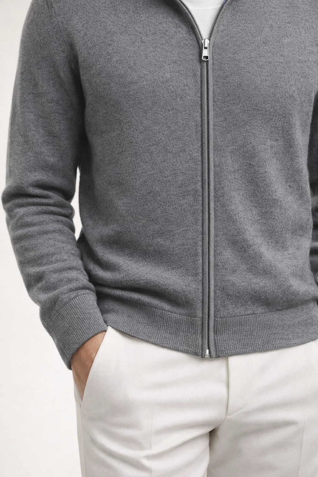 Georgio Reversible Zip-Up Navy | Double-Faced Cashmere Knit